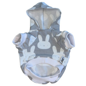 BLUZA Z KAPTUREM DLA PSA - SZARA W KRÓLICZKI