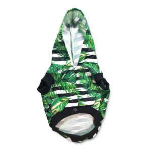 STYLOWA KURTKA PRZECIWDESZCZOWA DLA PSA Z MOTYWEM TROPIKALNYCH LIŚCI